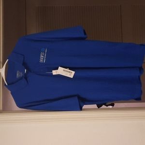 4 Sears moisture wicking blue polo shirts - 3 size large, 1 size medium.